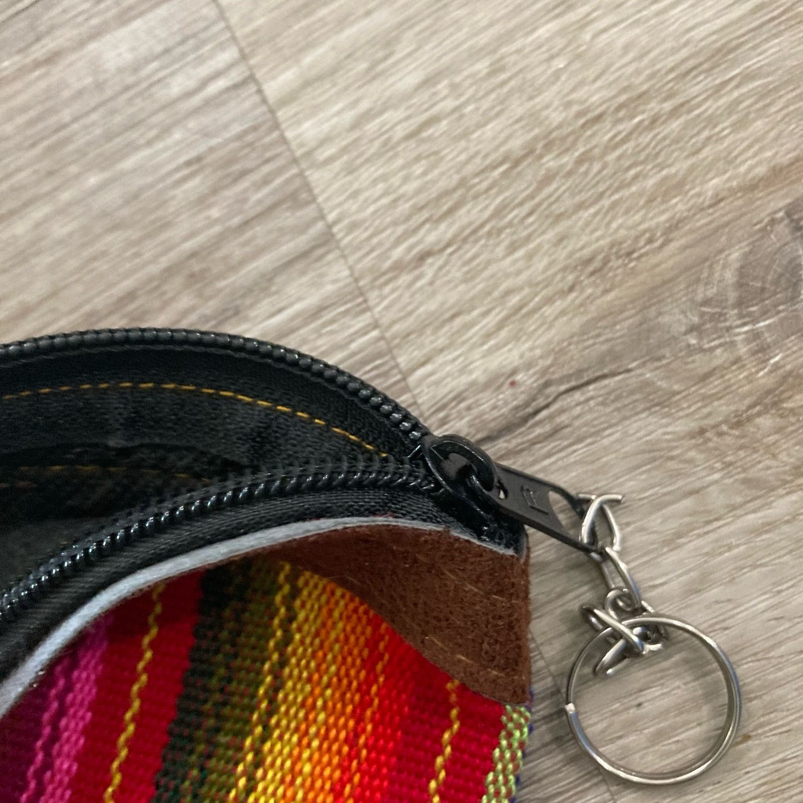 Other Handmade Guatemalan Leather/Cotton Coin Purse Keychain Size ONE SIZE - 7 Thumbnail