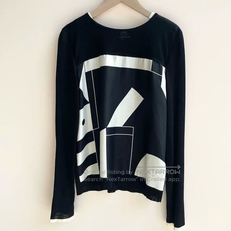 Hermes Hermes Black and White Mulberry Silk Shirt Top Size XXS / US 00 / IT 34 - 1 Thumbnail