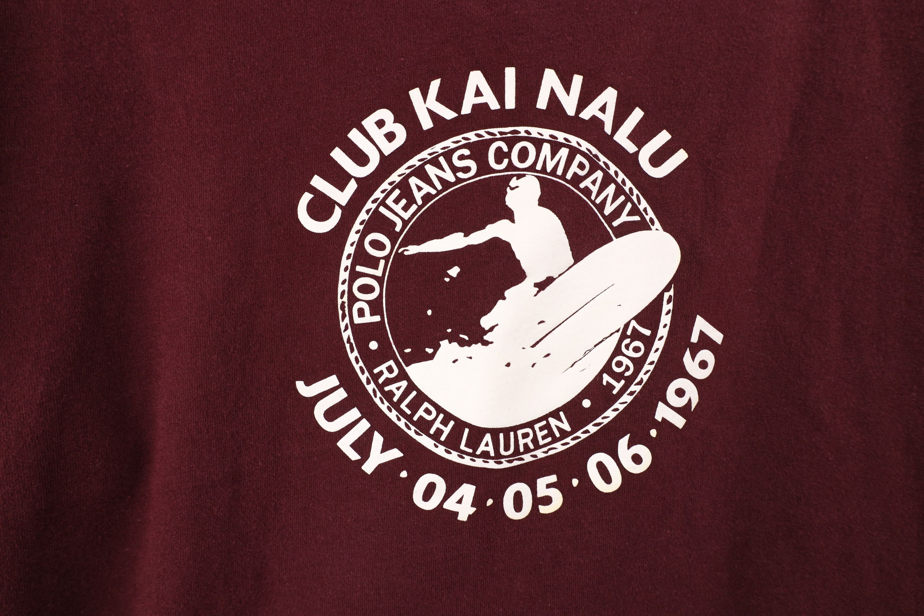 Ralph Lauren × Vintage Vintage 90s Y2K Ralph Lauren spell Surfing T-Shirt Burgundy Size US L / EU 52-54 / 3 - 4 Thumbnail