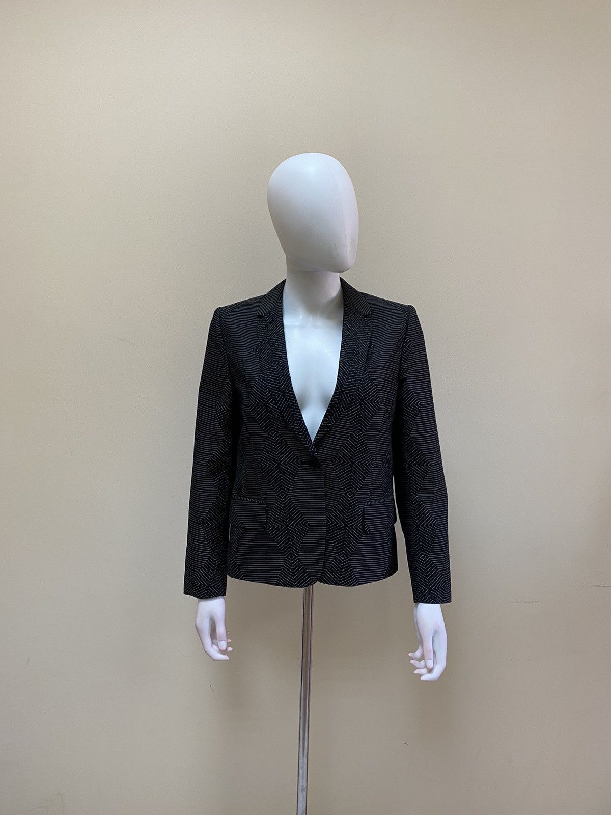Dries Van Noten Dries Van Noten Black Geometric Print Blazer Size 36 Size XS / US 0-2 / IT 36-38 - 1 Thumbnail