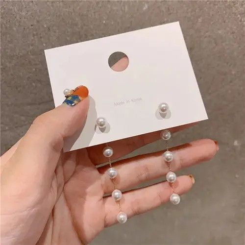 VIBE Pearl bead Long Drop Earring Size ONE SIZE - 3 Thumbnail