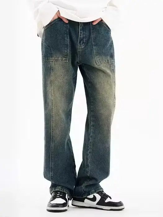 Japanese Brand × Jean Straight tube dark blue trendy loose fitting jeans Size US 32 / EU 48 - 2 Thumbnail