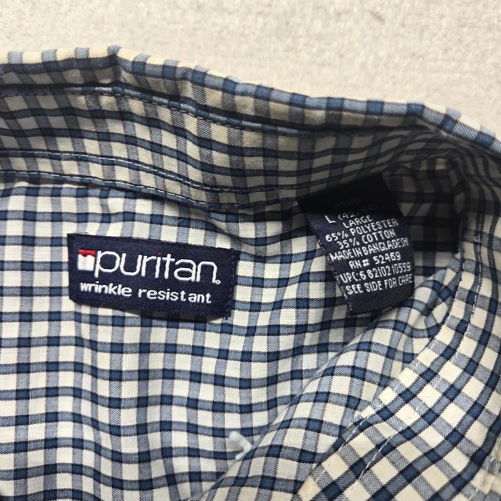 Vintage VINTAGE Puritan Blue Checkered Button-Up Shirt Adult Men's Size L Size US L / EU 52-54 / 3 - 3 Thumbnail
