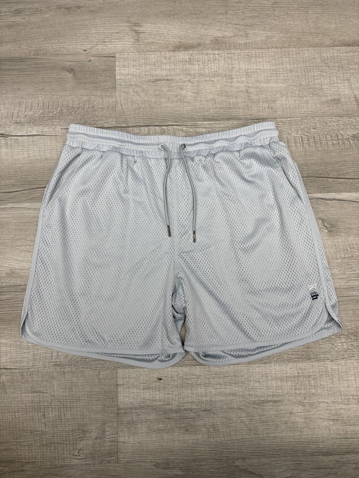 image of Kith Logo Mesh Shorts in Light Blue, Men's (Size 38)