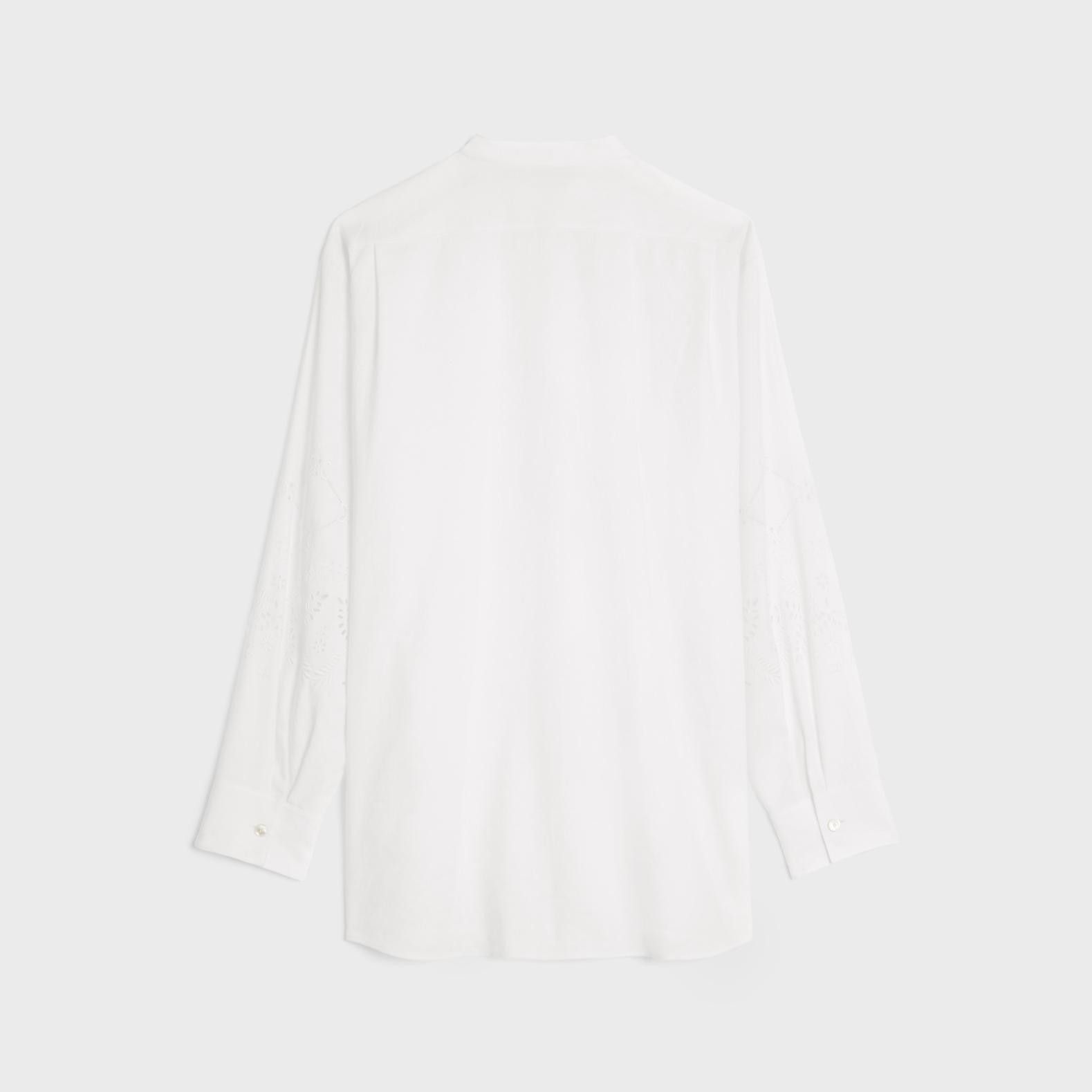 Celine o1bcso1str0824 Embroidered Tunic In Cotton Linen in White Size M / US 6-8 / IT 42-44 - 2 Thumbnail