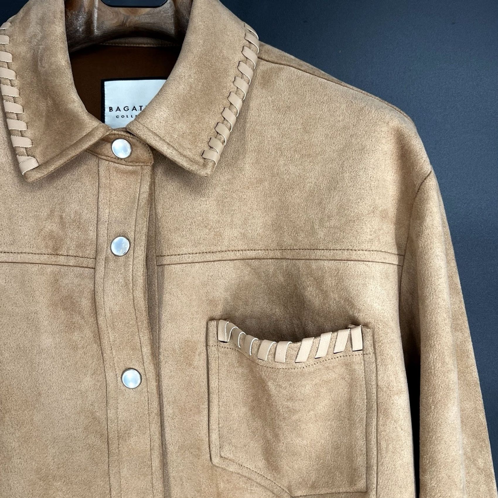 Vintage VINTAGE Bagatelle Jacket City Western Shacket Faux Suede Brown L Women Mid-Length Long Sleeve Collar Snap Closure Shirt Size L / US 10 / IT 46 - 5 Thumbnail