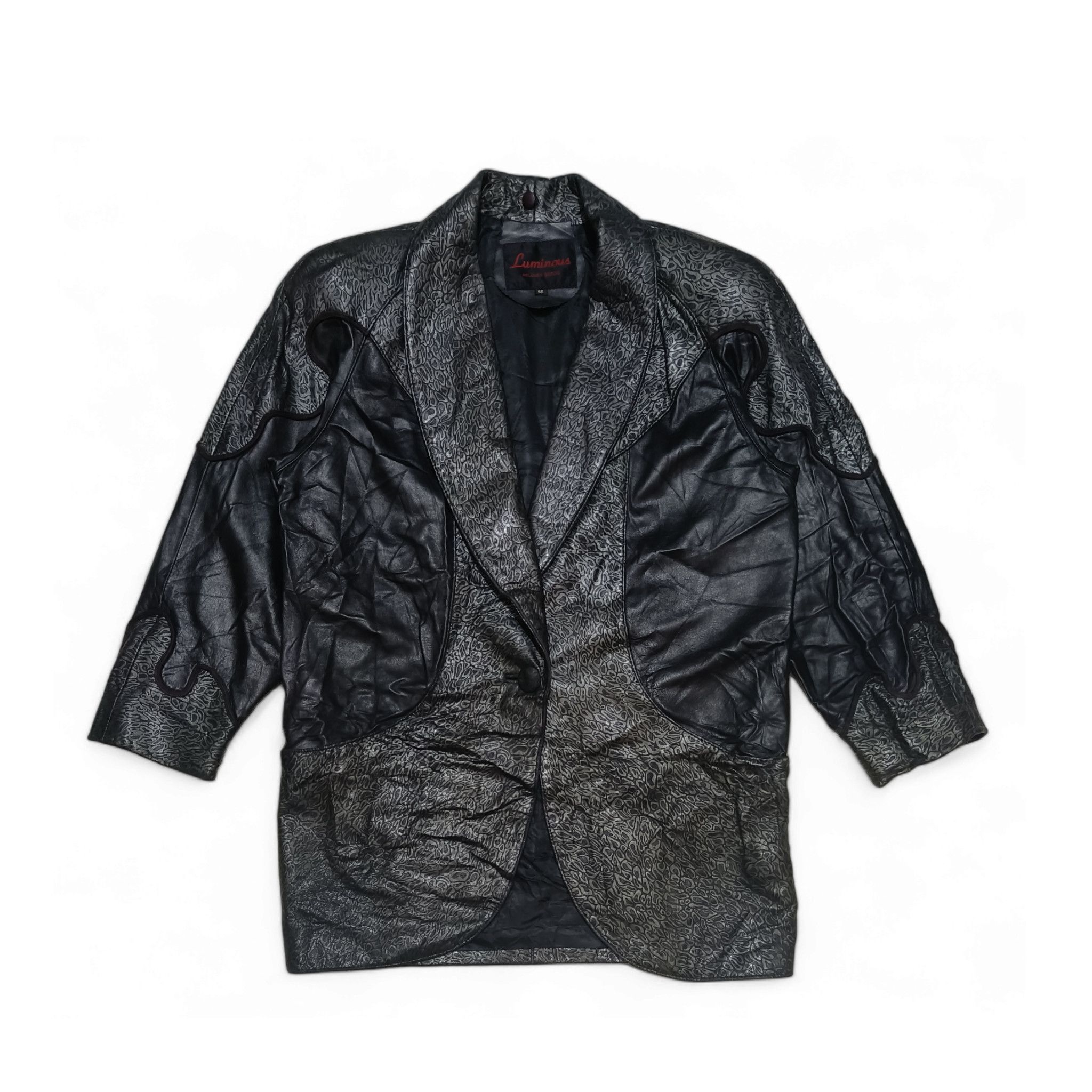 Other Vintage LUMINOUS Unique Design Motifs Leather Coat Jacket Size M / US 6-8 / IT 42-44 - 1 Thumbnail