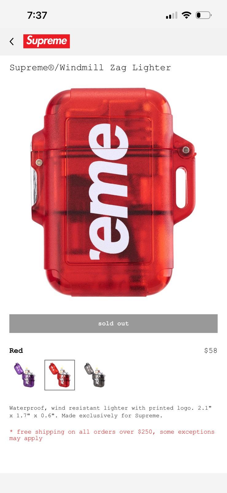 Supreme Supreme®/Windmill Zag Lighter Size ONE SIZE - 3 Thumbnail