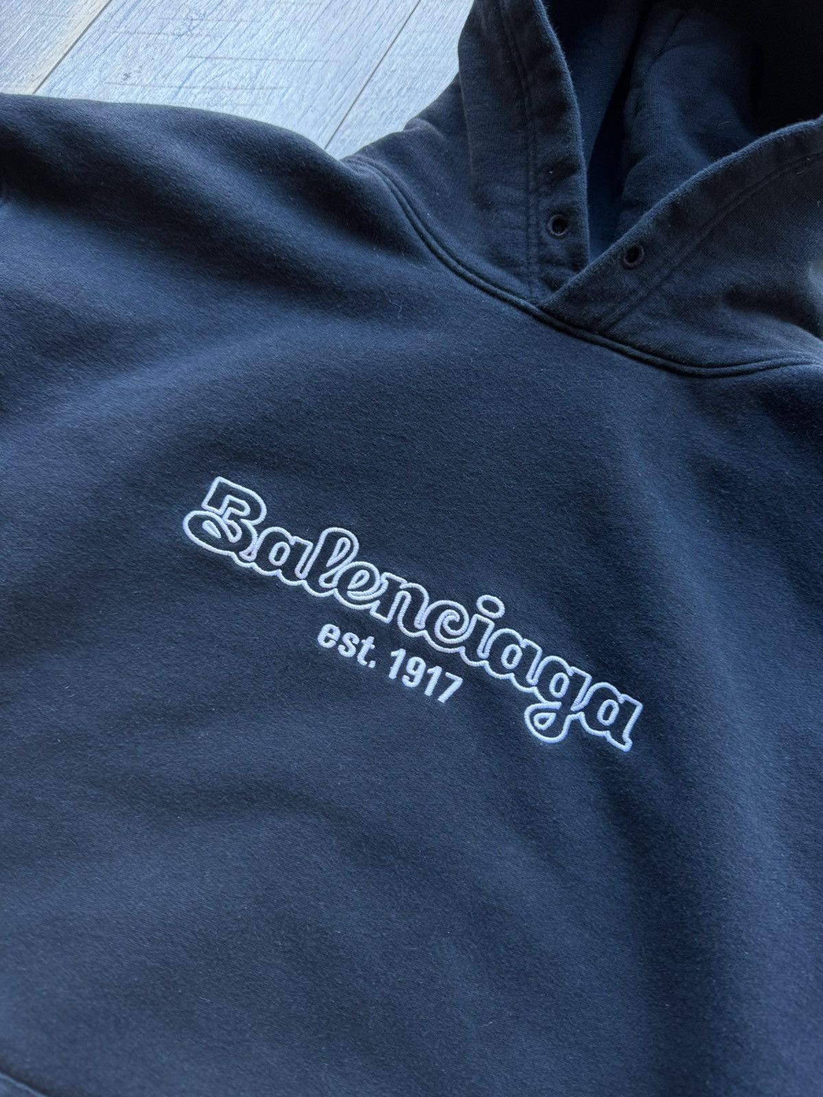 Balenciaga Balenciaga Navy Script logo hoodie - Medium Size US M / EU 48-50 / 2 - 3 Thumbnail