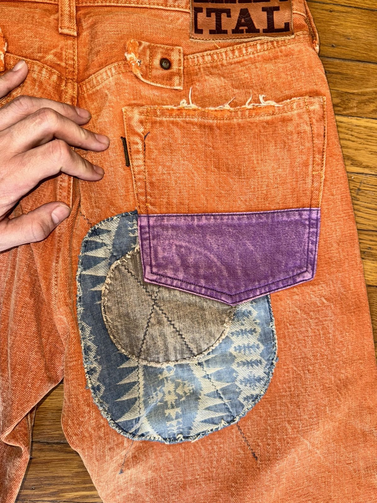 Kapital Kapital Boro Patchwork Repair Denim - Orange Garment Dyed Size US 34 / EU 50 - 12 Thumbnail