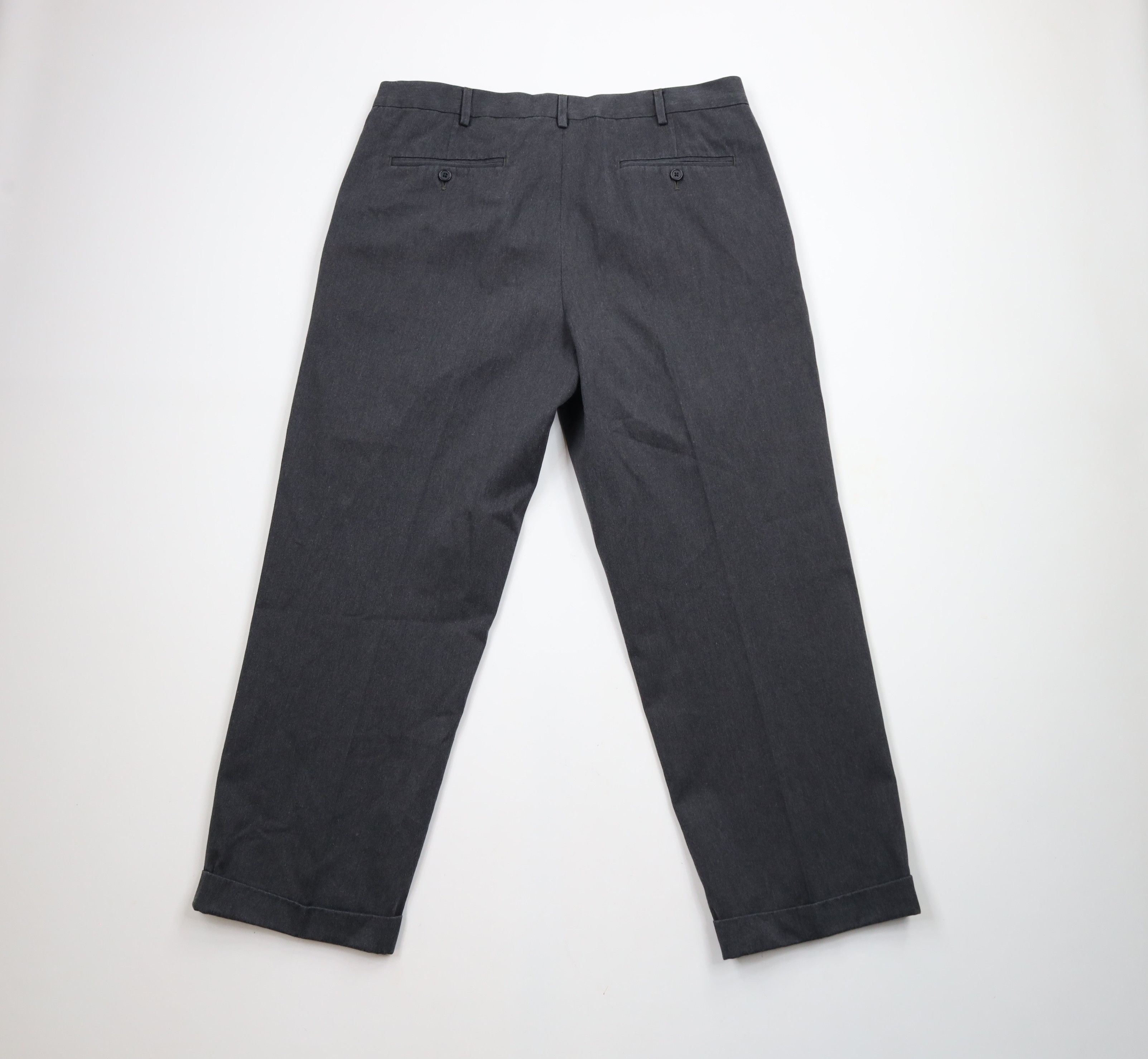 Lands' End × Vintage Vintage 90s Lands End Cotton Pleated Cuffed Wide Leg Pants Size US 38 / EU 54 - 8 Thumbnail