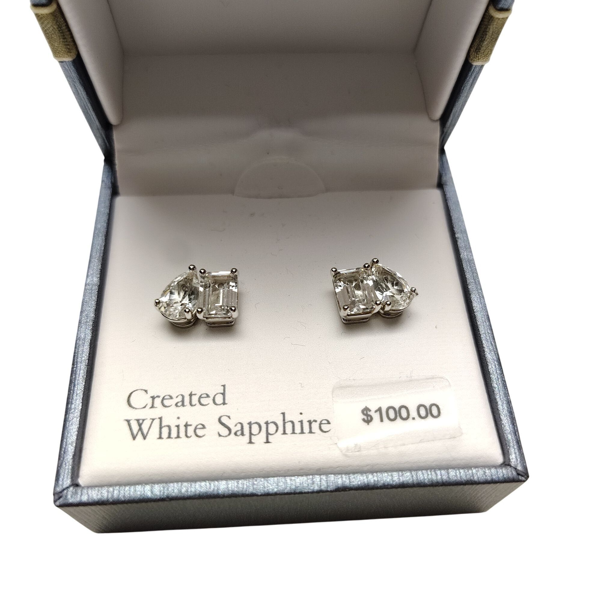 Other Created White Sapphire Stud Earrings In Gift Box By Gemstone Size ONE SIZE - 3 Thumbnail