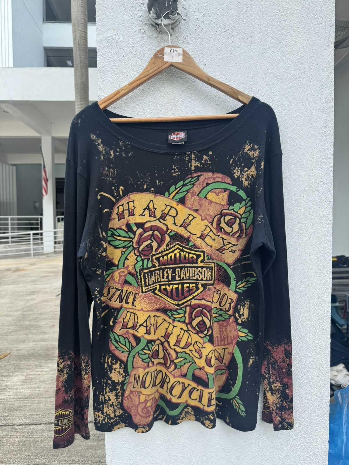 Harley Davidson × Vintage Vintage 90s Harley Davidson L/S Tee Size US L / EU 52-54 / 3 - 1 Thumbnail