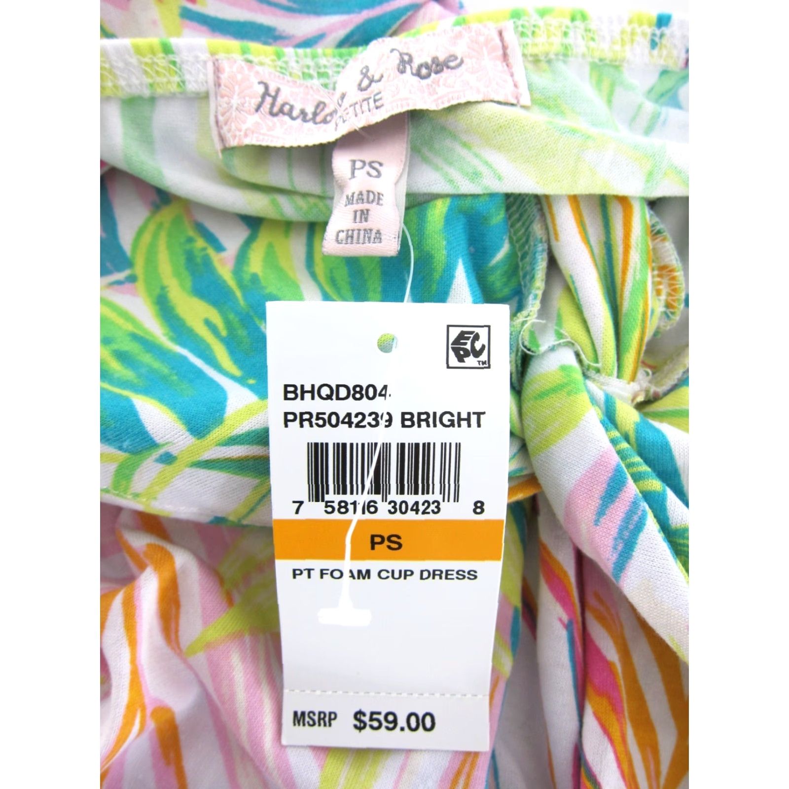 Vintage NWT Harlow & Rose Maxi Dress PS Adult Women Green Pink White Tropical Floral Foam Cup Long Maxi Dress Size S / US 4 / IT 40 - 3 Thumbnail