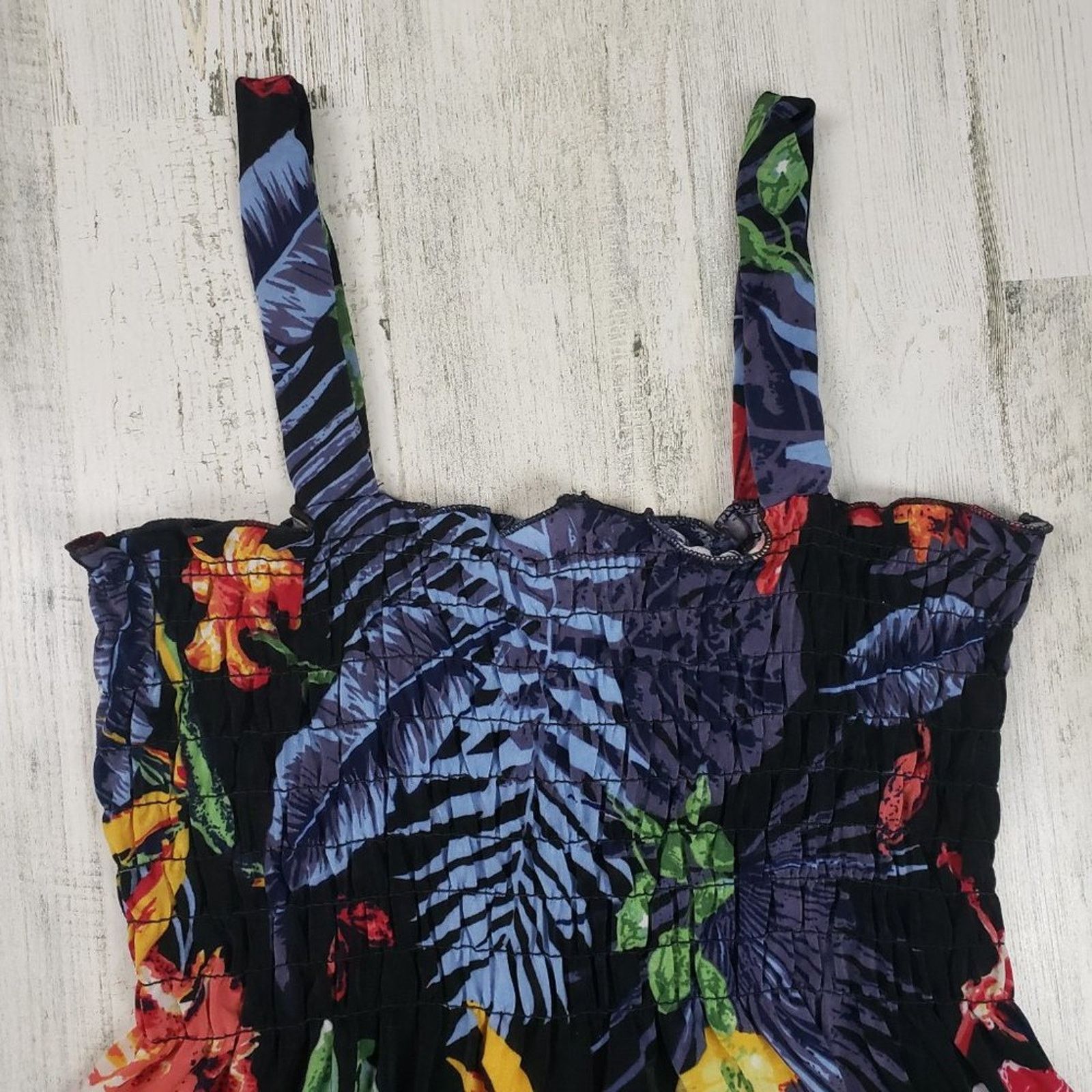 Other Ace Fashions Black Tropical Floral Smocked Sundress Small Size S / US 4 / IT 40 - 4 Thumbnail
