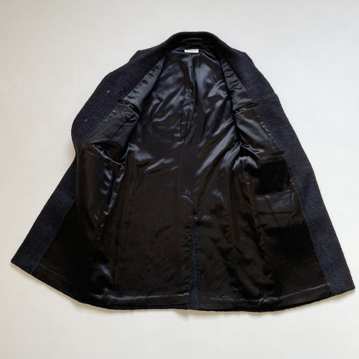 Dries Van Noten Black Boucle Check Wool Overcoat Size US S / EU 44-46 / 1 - 12 Thumbnail