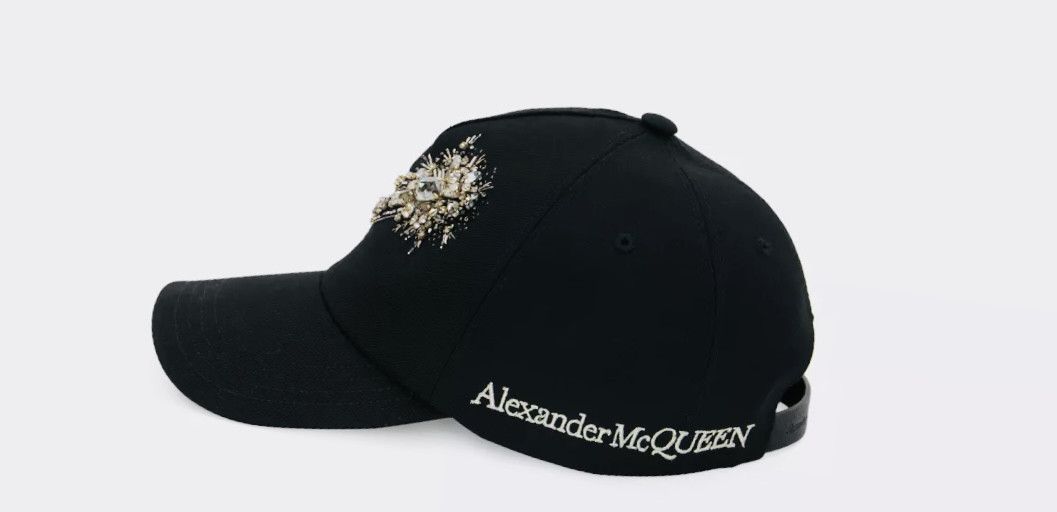 Alexander McQueen Astral Embellished Black Baseball Cap