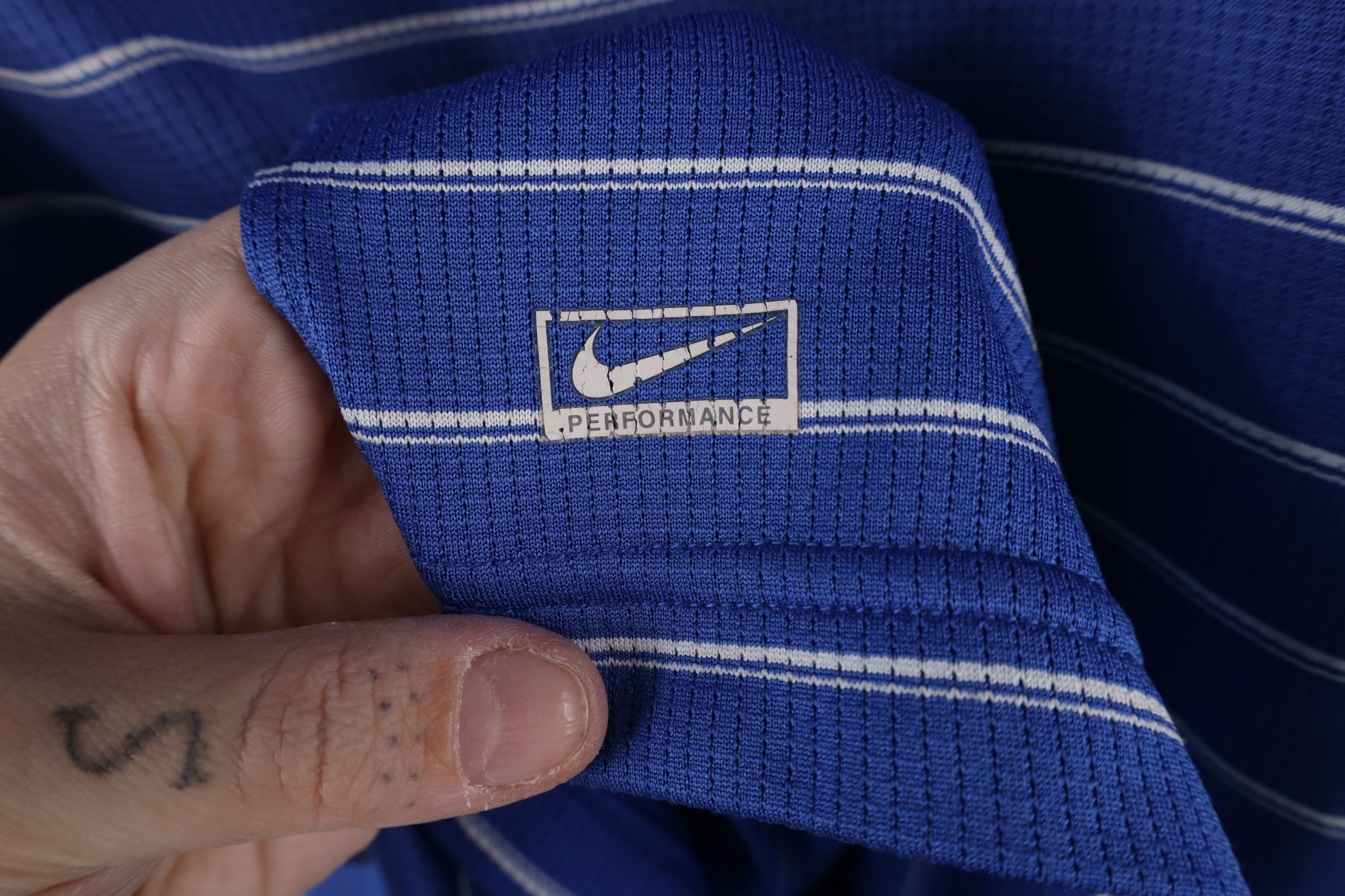 Nike × Vintage Vintage Nike Travis Scott Mini Swoosh Striped Knit Polo Size US XXL / EU 58 / 5 - 7 Thumbnail