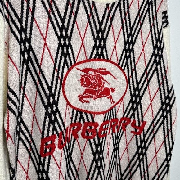 Burberry Burberry Argyle Check Wool Blend Sweater Chalk White Red Men Size US S / EU 44-46 / 1 - 3 Thumbnail