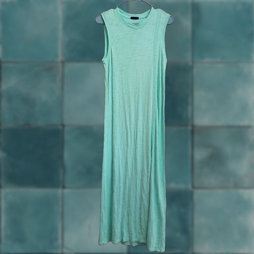 ATM Anthony Thomas Melillo ATM Anthony Thomas Melillo Dress Women Aqua Slub Jersey Sleeveless Maxi Beach Slit Crew Neck Cotton 100%" Size S / US 4 / IT 40 - 1 Thumbnail