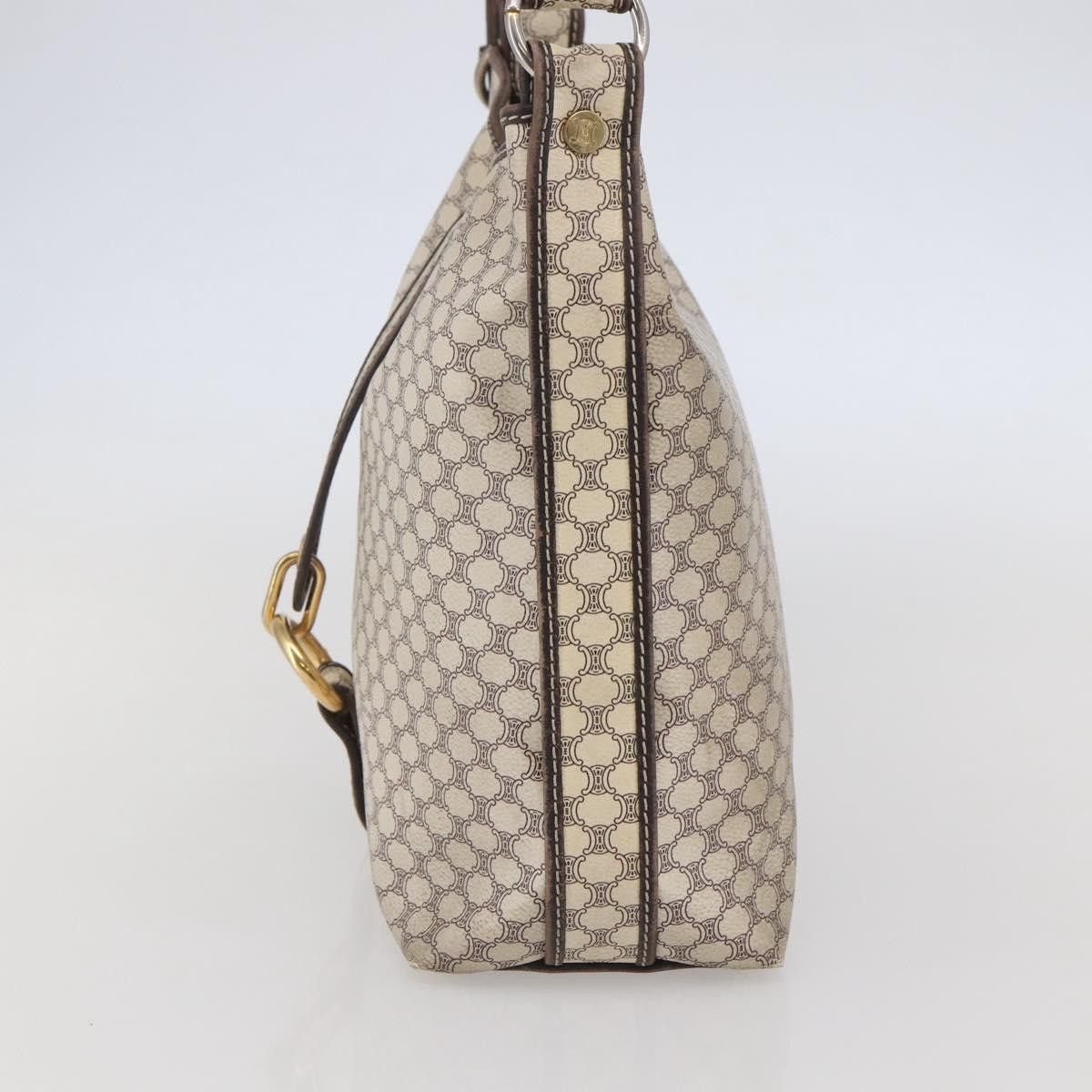 Celine CELINE Macadam Canvas Shoulder Bag Pvc Leather White Gold Size ONE SIZE - 5 Thumbnail