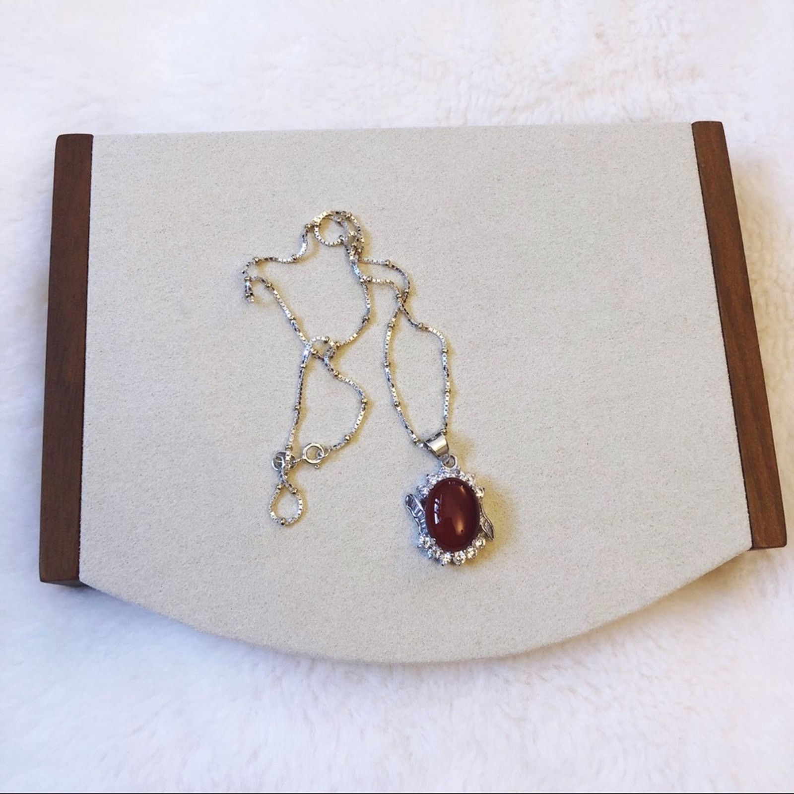 Other Sterling Silver Red Crystal Pendant Necklace Size ONE SIZE - 7 Thumbnail