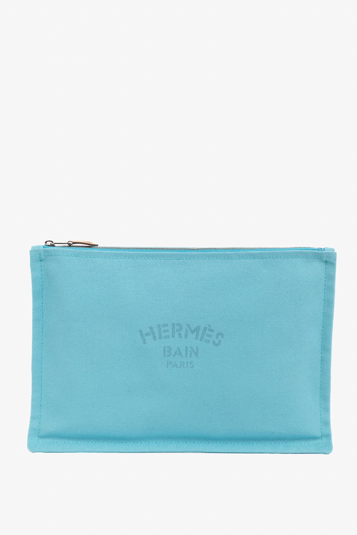 Hermes Hermes Flat Yachting GM Blue Logo Toile Pouch Size ONE SIZE - 1 Thumbnail