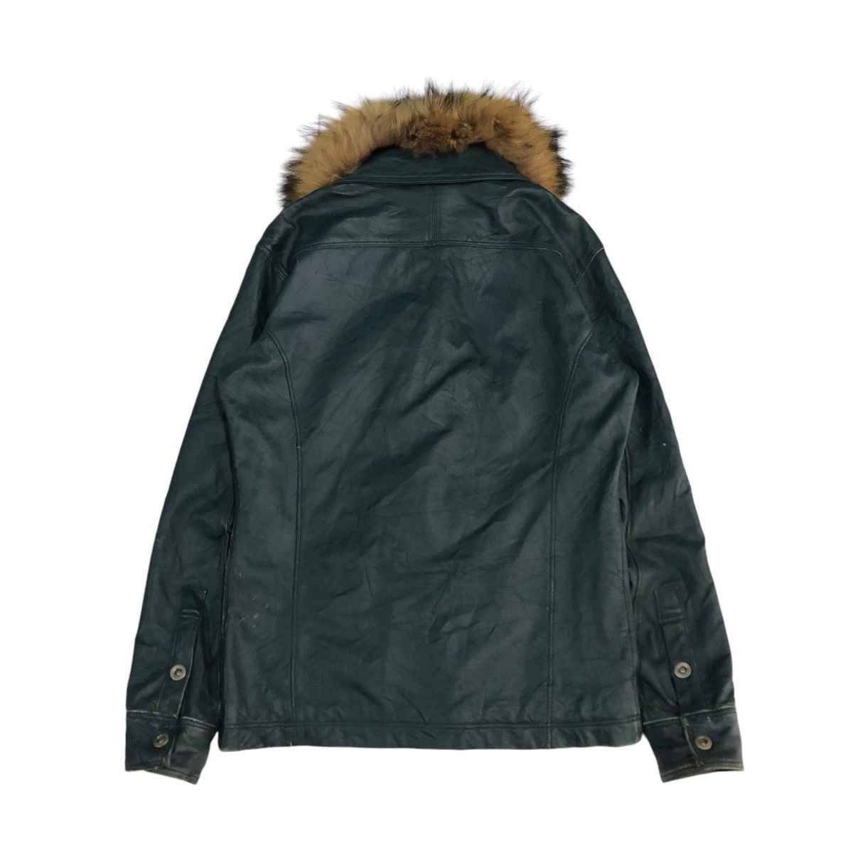 🔥VINTAGE BIKER LEATHER JACKET ASM ARCHIVE MINK FUR COLLAR