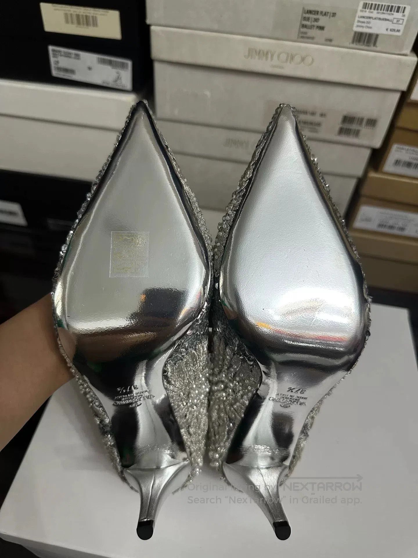 Valentino Valentino Silver Sequin High Heels. Size US 6.5 / IT 36.5 - 8 Thumbnail