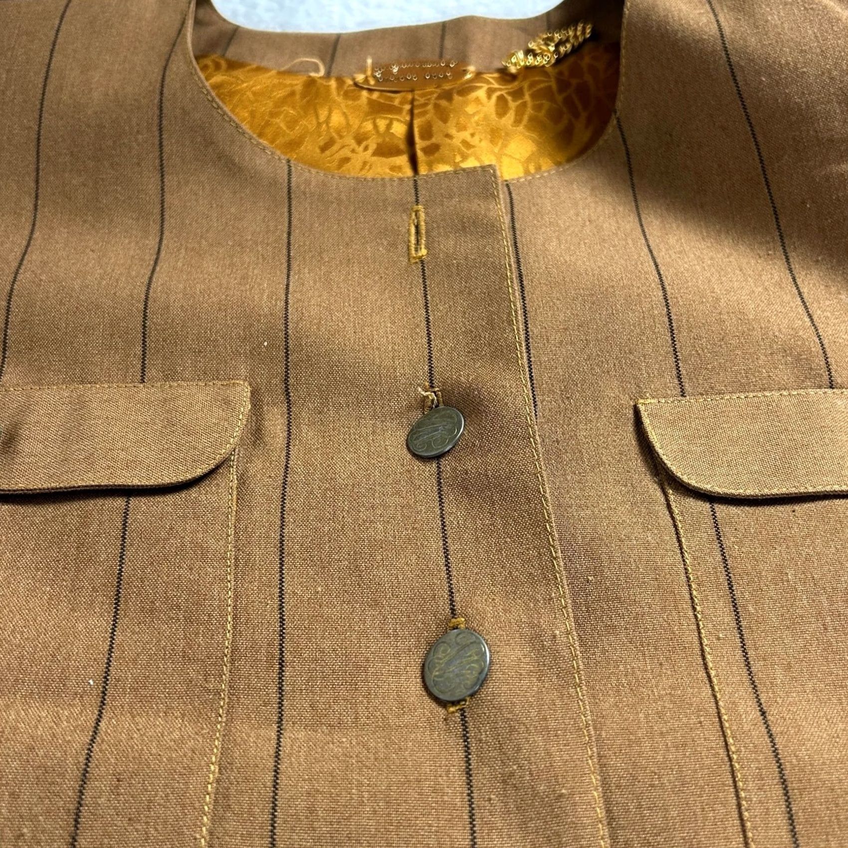Vintage Vintage Jugoexport Mirjana Maric Womens Pinstripe Blazer Jacket Small Brown Size S / US 4 / IT 40 - 5 Thumbnail