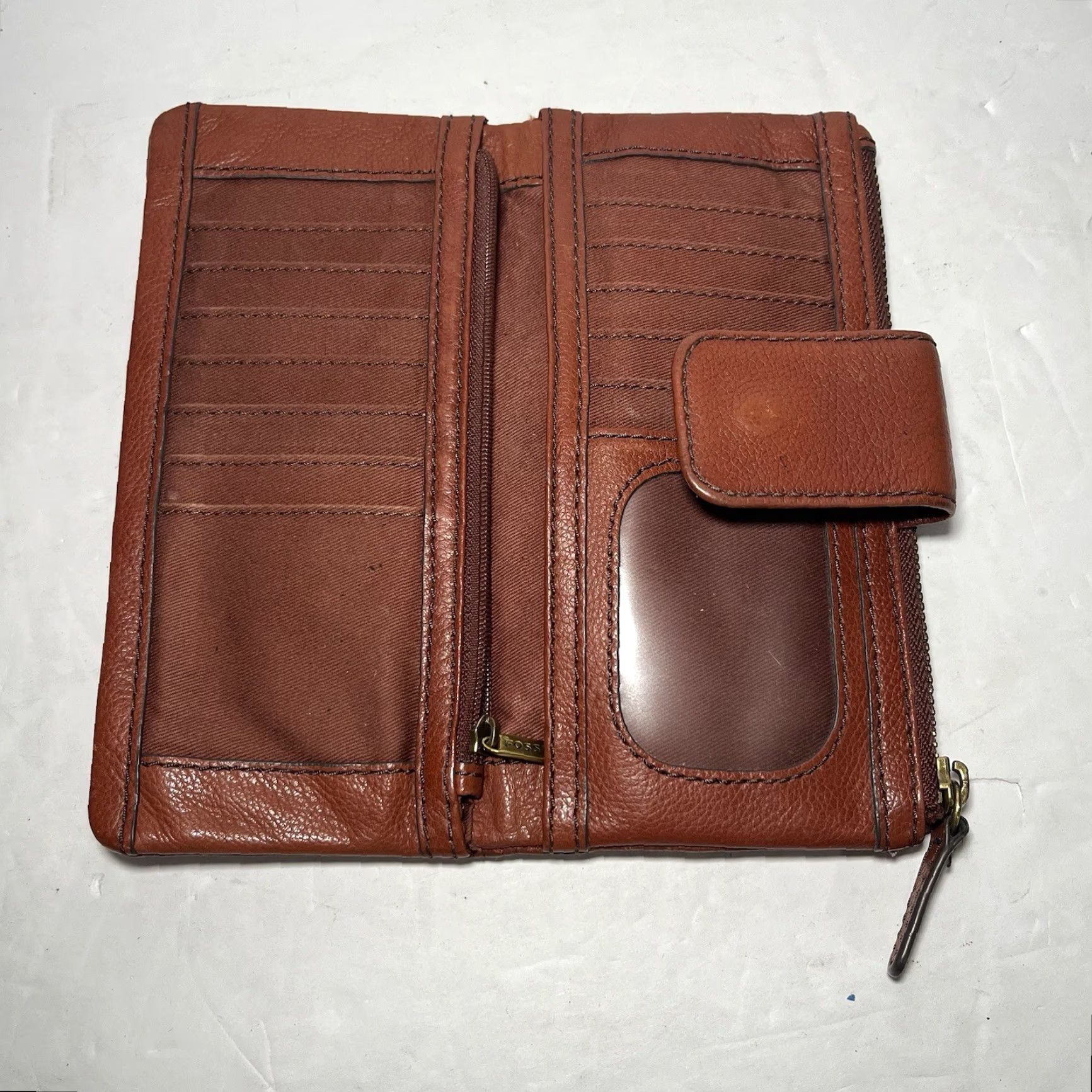 Fossil FOSSIL Wallet Clutch Bi-fold Brown Leather Credit Card Folding Women M 7.5x4 Size ONE SIZE - 3 Thumbnail