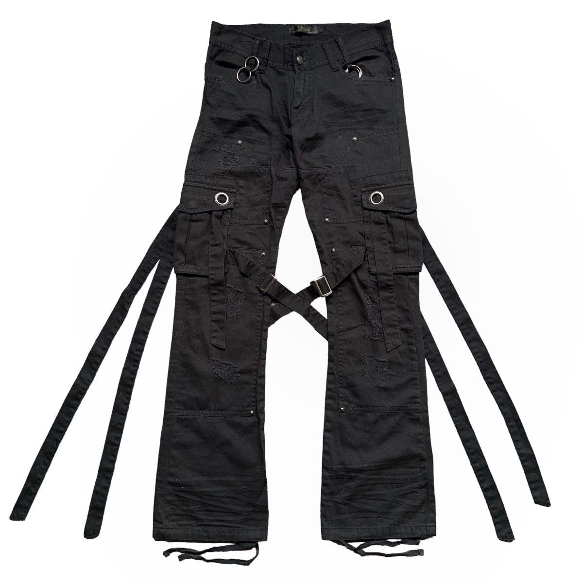 image of If Six Was Nine x Le Grande Bleu L G B Japanese Midas Flare Bondage Cargo Pants in Black (Size 30)