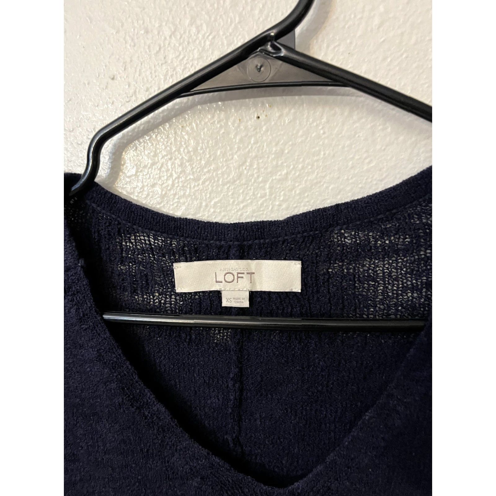 Ann Taylor Ann Taylor LOFT Navy Blue V-Neck 3/4 Sleeve Sweater XS Cotton Blend Pullover Women Size XS / US 0-2 / IT 36-38 - 3 Thumbnail