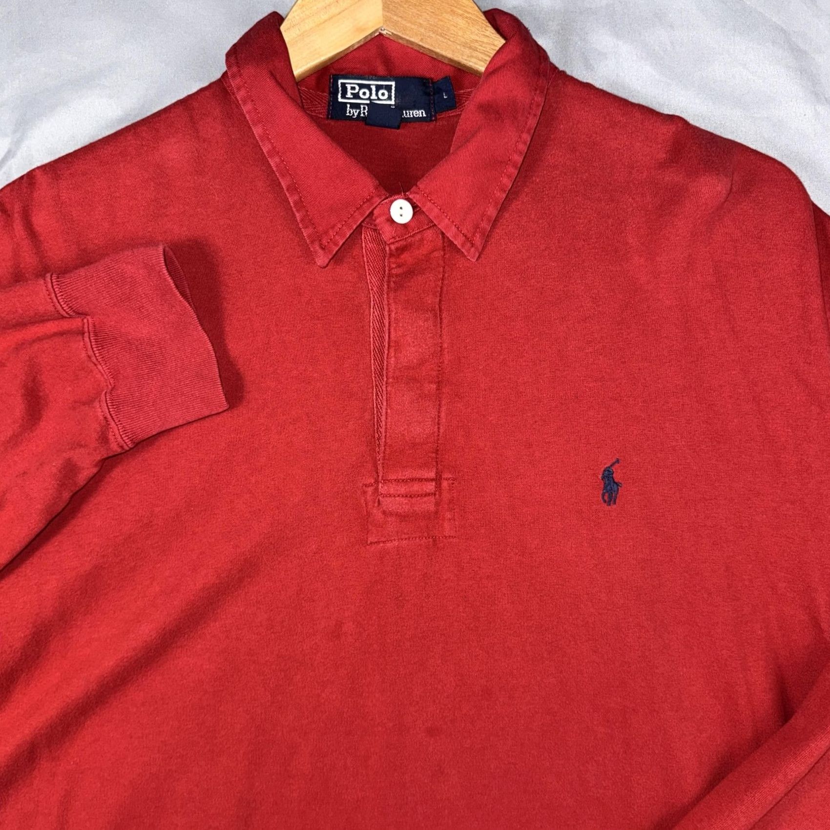 Polo Ralph Lauren Vintage Polo Ralph Lauren Polo Shirt Mens Large Red Long Sleeve Pony Logo Size US L / EU 52-54 / 3 - 6 Thumbnail