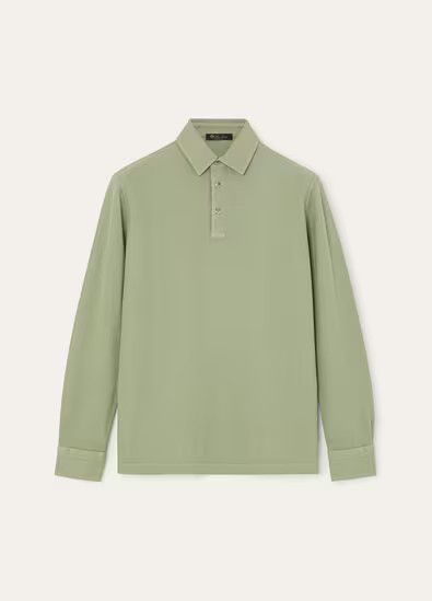 Loro Piana o1w1db10725 FAI1311 Cotton Polo Shirt in Light Green Size US M / EU 48-50 / 2 - 1 Thumbnail
