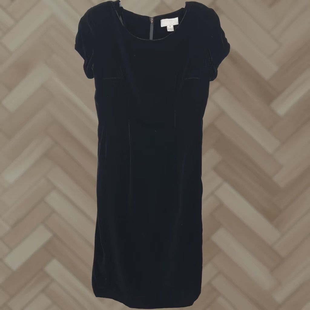 Vintage VINTAGE Black Velvet Midi Womens Short Sleeve Party Event Dress 12 Size 34" / US 12 / IT 48 - 1 Thumbnail
