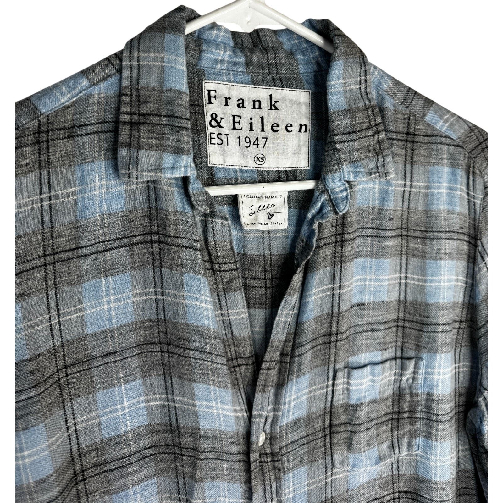 Frank & Eileen Frank & Eileen Shirt Womens Blue Plaid Flannel Button Up XS Size XS / US 0-2 / IT 36-38 - 3 Thumbnail