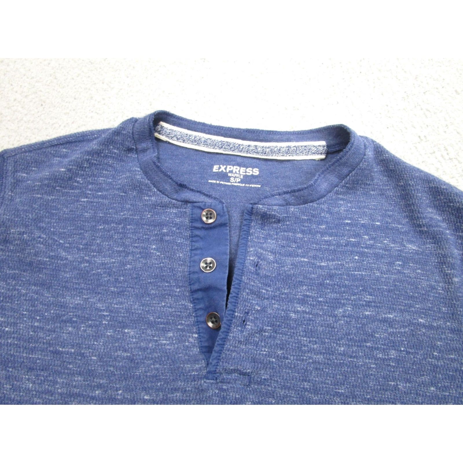 Express Express Waffle Shirt Mens Small Blue Long Sleeve Henley Thermal Tee Top Size US S / EU 44-46 / 1 - 3 Thumbnail