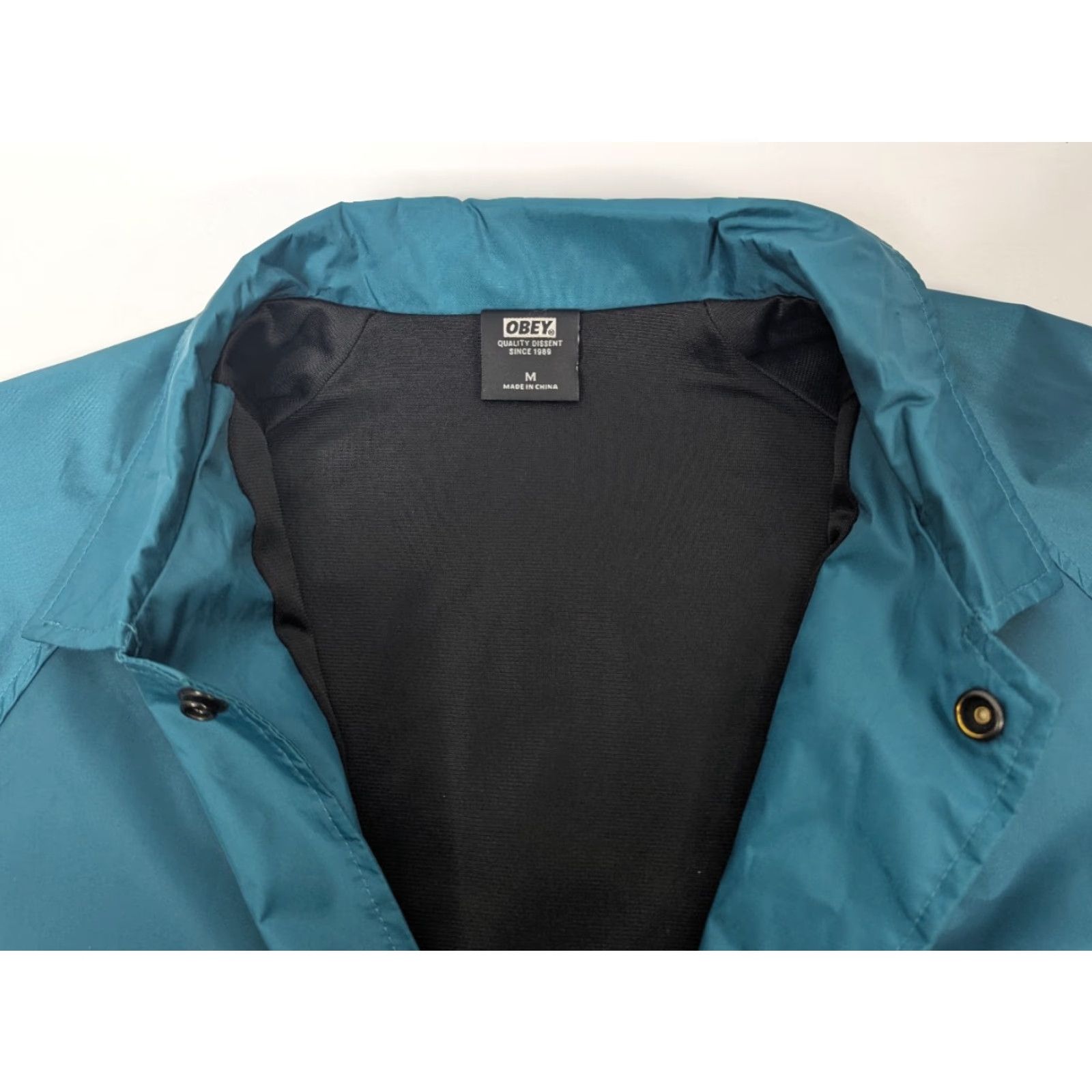 Obey OBEY Windbreaker Teal Jacket M Logo Front Snap Nylon Coat Streetwear Mens Jacket Size US M / EU 48-50 / 2 - 7 Thumbnail