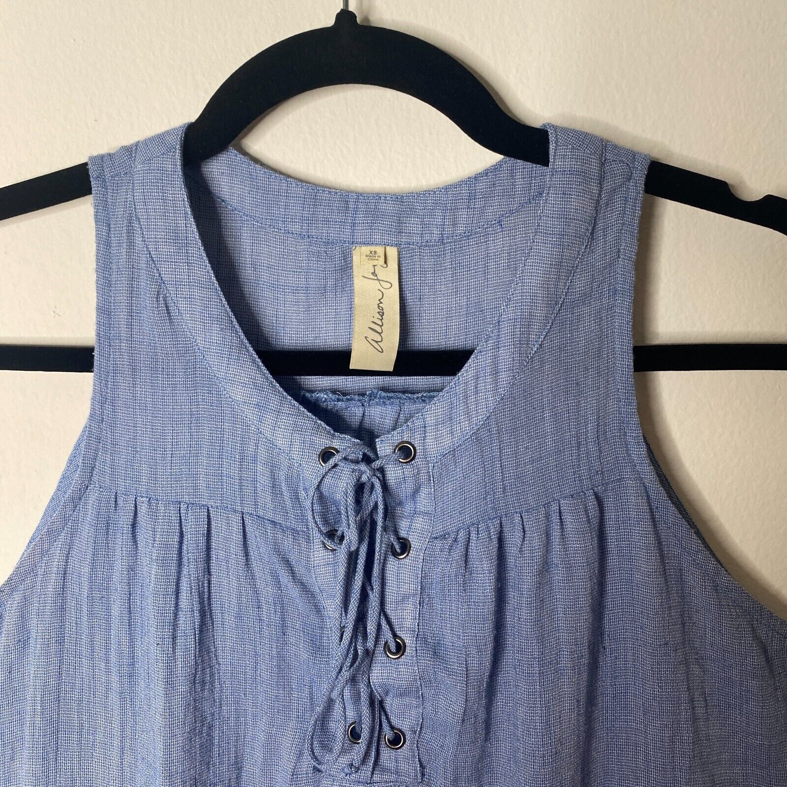 Other Allison Joy Blue Lace-Up Curved Hem Sleeveless Tank Top XS Size XS / US 0-2 / IT 36-38 - 2 Thumbnail