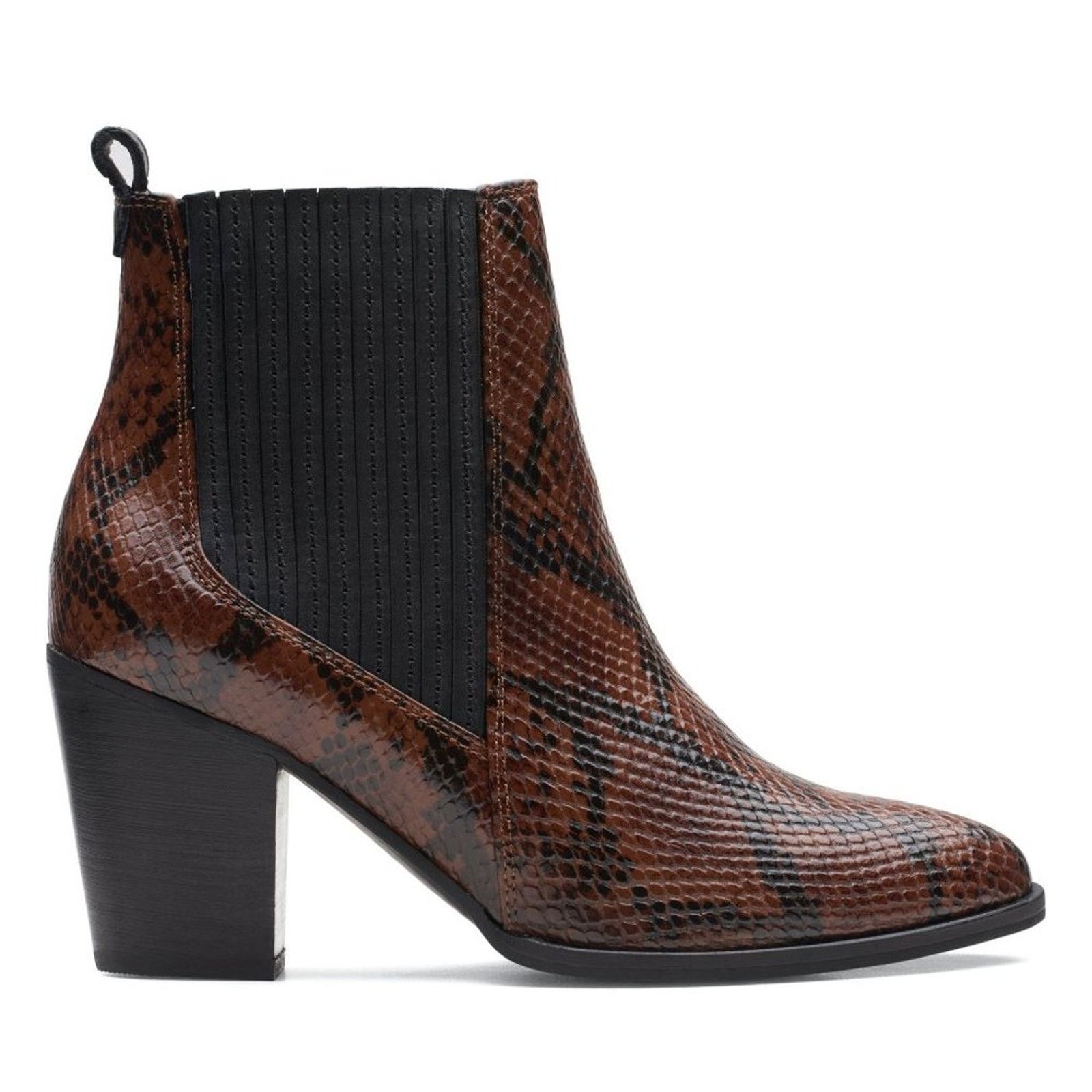 Clarks Clarks West Lo Dark Tan Snake Leather Heeled Booties Size US 8 / IT 38 - 14 Thumbnail