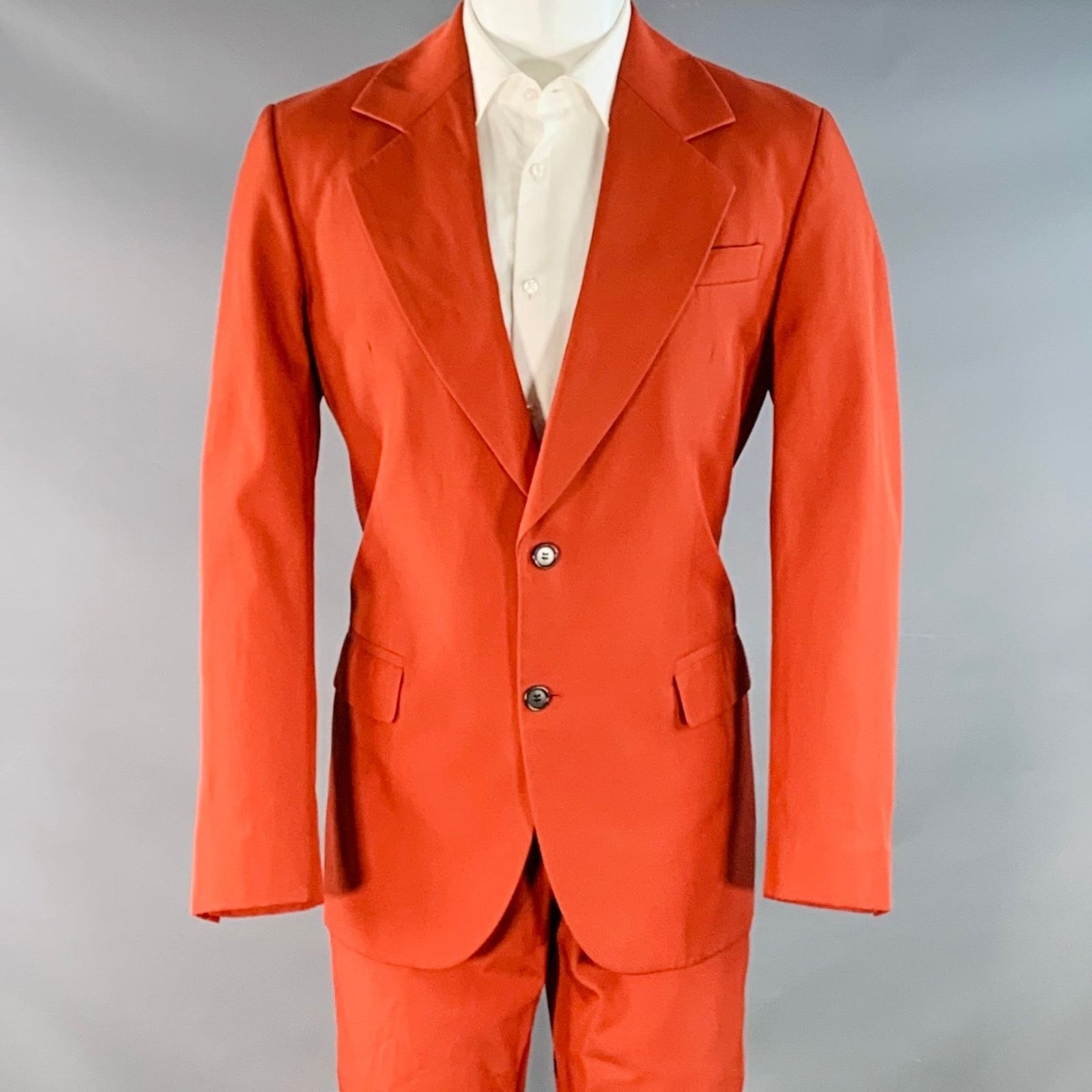 Acne Studios Brick Polyester Cotton Twill Notch Lapel Wide Leg Suit Size 34R - 1 Thumbnail