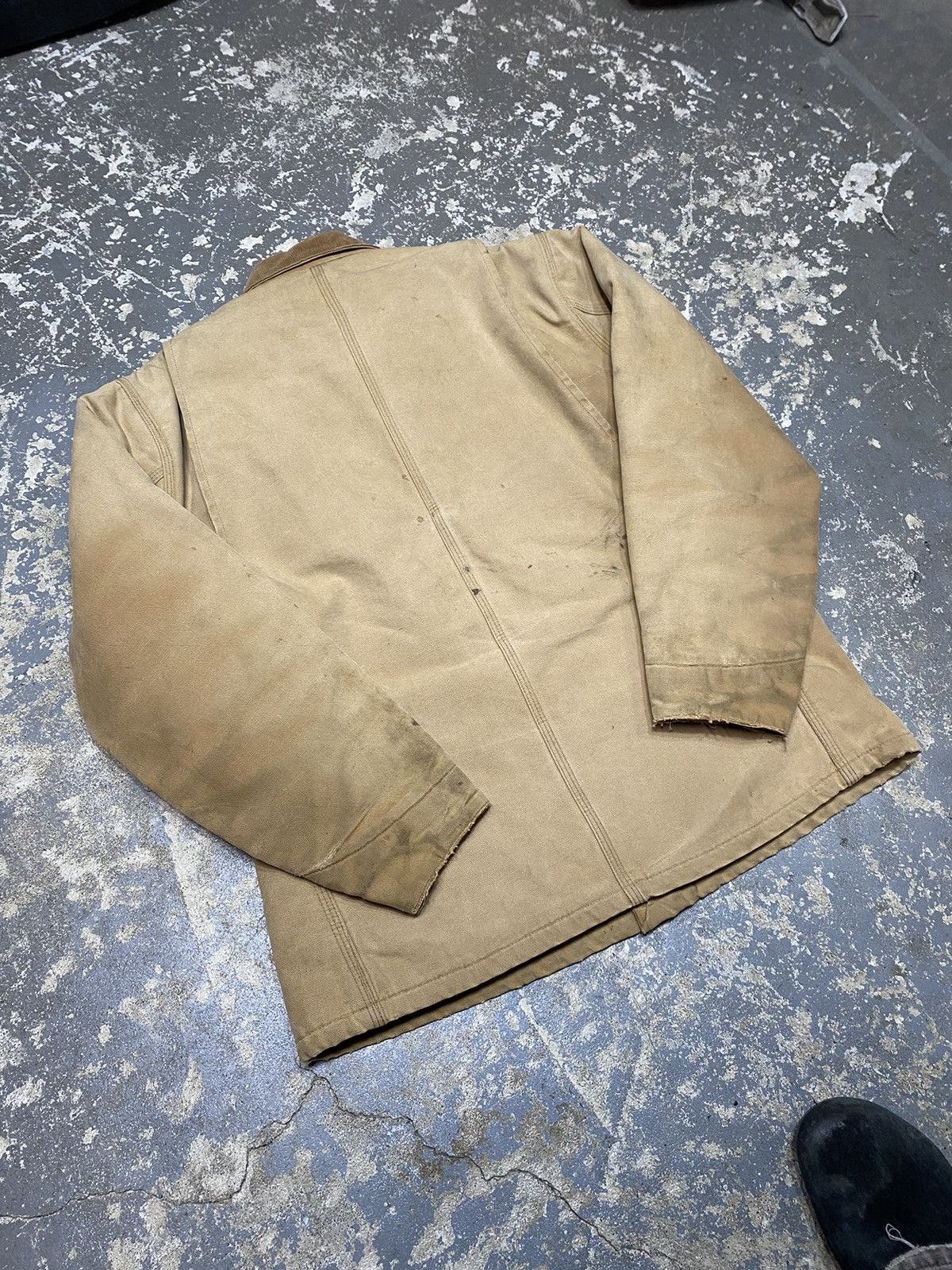 Carhartt × Vintage Vintage Carhartt Blanket Lined Faded Tan Chore Coat Jacket Size US M / EU 48-50 / 2 - 12 Thumbnail