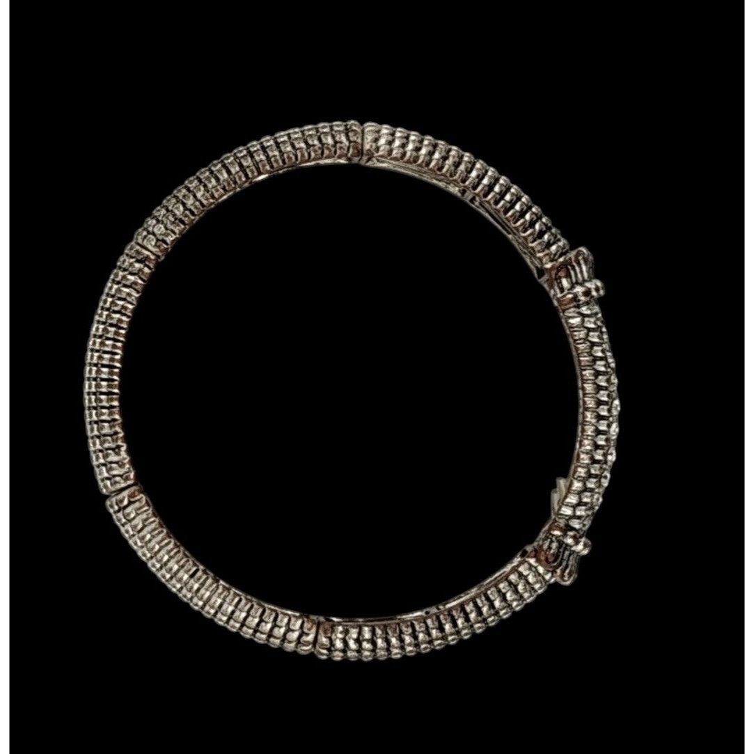Other Elegant Glam Silver Tone Stretch Bracelet With Gem Accents Size ONE SIZE - 2 Thumbnail