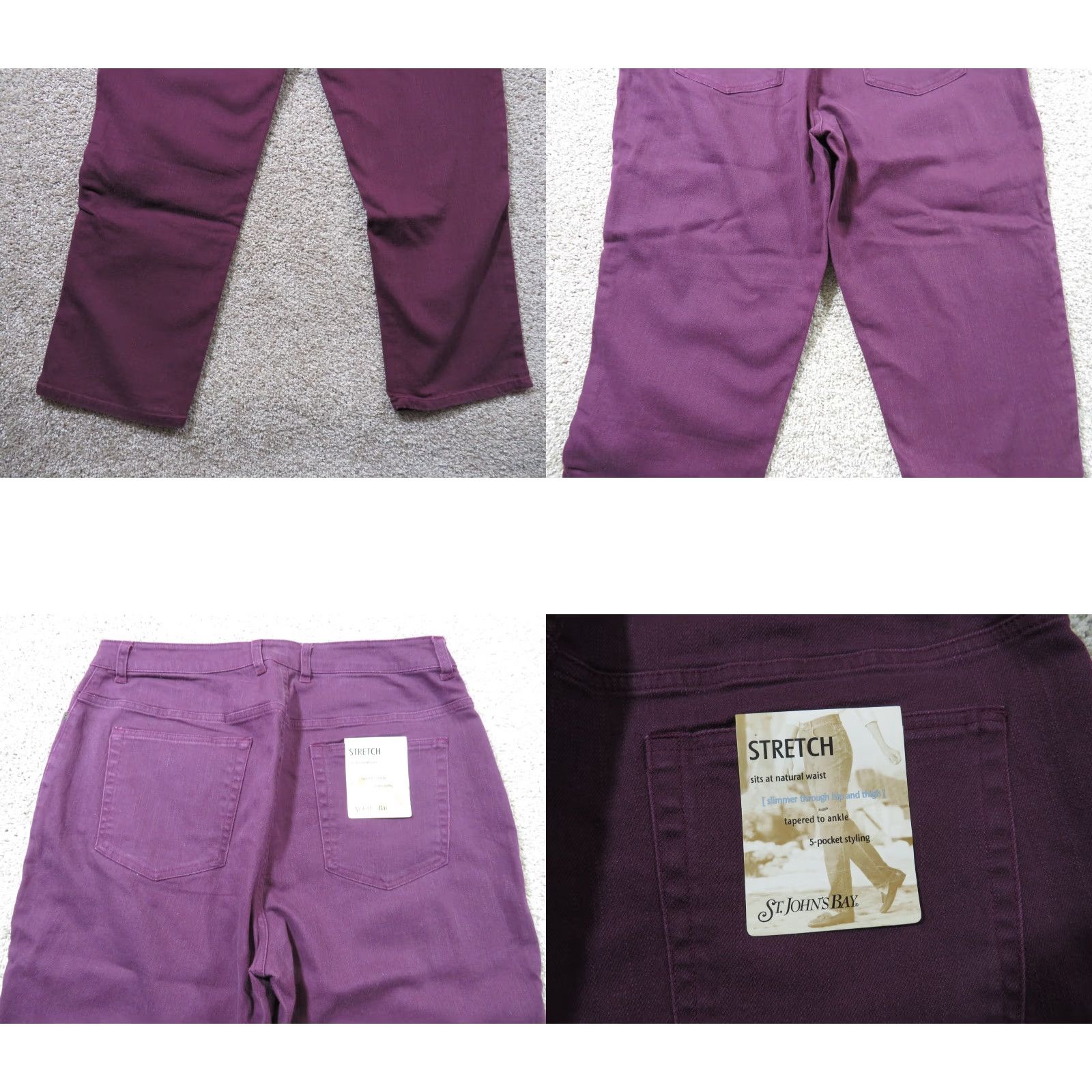 Vintage St. John's Bay Jeans Burgundy Maroon 16P 34x28.5 Denim Stretch 5-Pocket High Rise Straight Womens Size 38" / US 16 / IT 52 - 9 Thumbnail