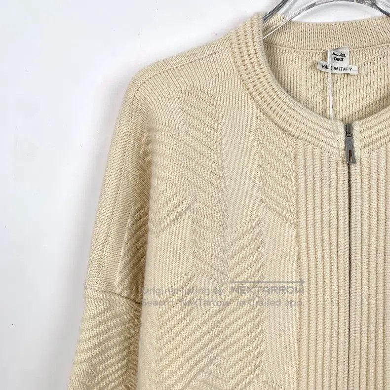 Hermes Hermes Beige Diamond Knit Wool Zip-Up Sweater Jacket Size XXS / US 00 / IT 34 - 3 Thumbnail