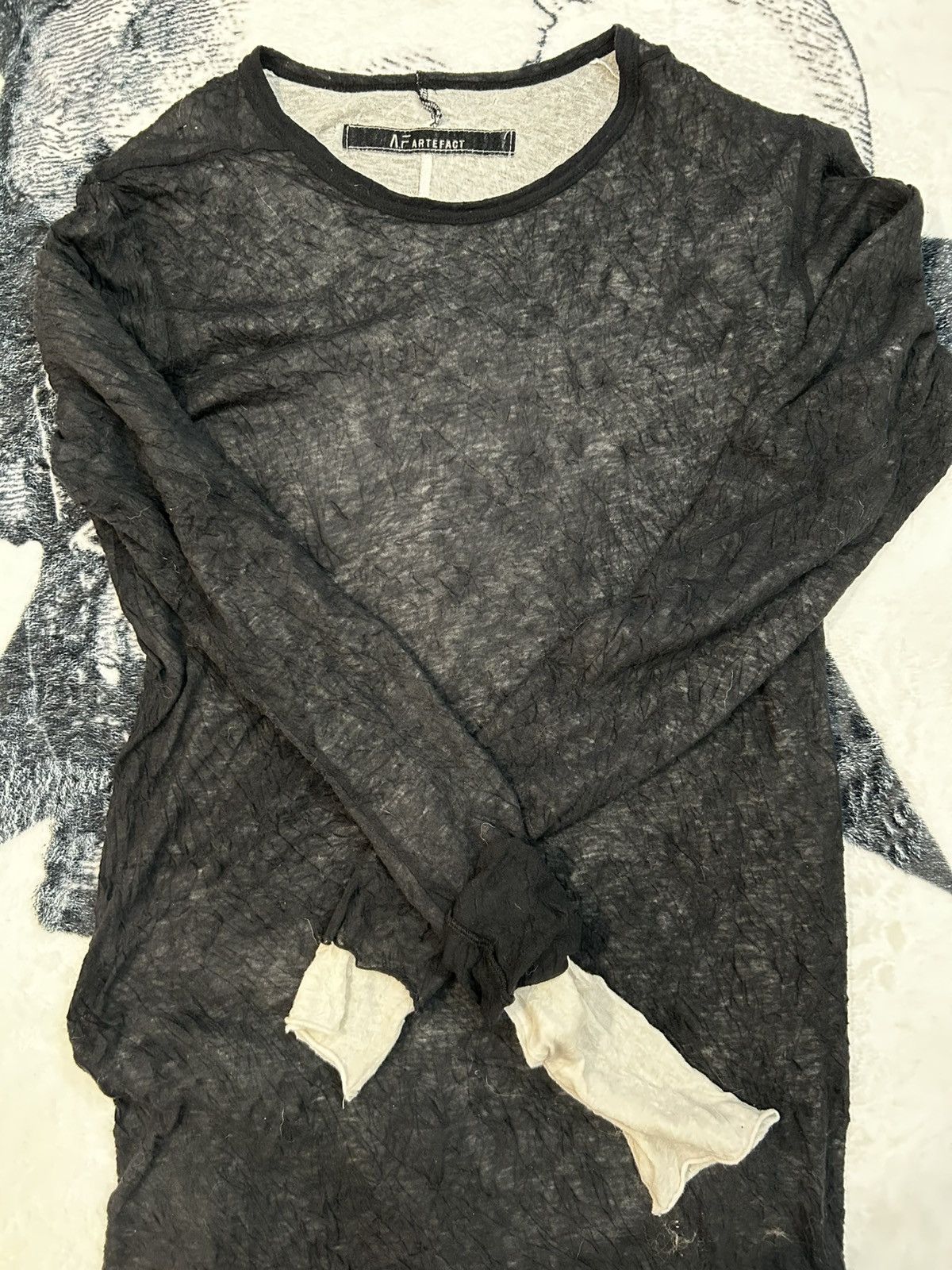 A.F Artefact A.F ARTEFACT CRUMPLE DOUBLE LAYER JERSEY L/S (BLACK×WHITE) Size US L / EU 52-54 / 3 - 1 Thumbnail