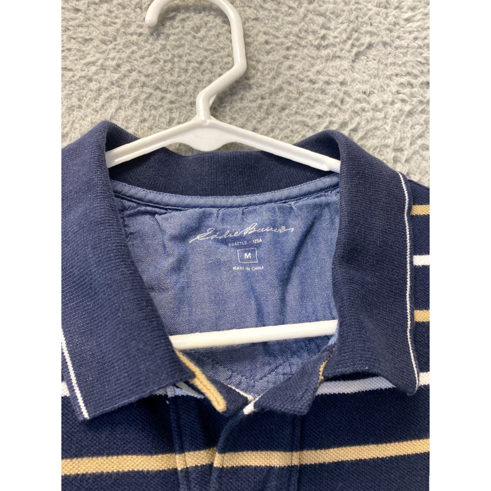 Eddie Bauer Eddie Bauer Polo Shirt Adult M Navy Stripe Short Sleeve Casual Men Pony 110-46 Regular Knit Multicolor/Blue-White-Stripe (No Graphic) Size US M / EU 48-50 / 2 - 3 Thumbnail