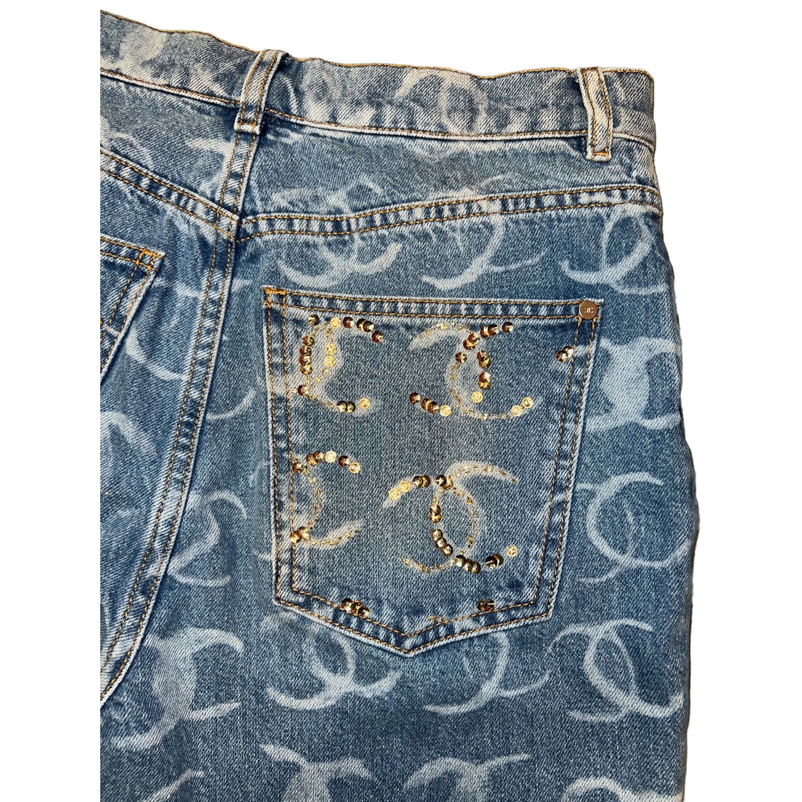 Chanel Chanel Denim White CC Printed Logo Sequin Regular Jeans 38 Size 26" / US 2 / IT 38 - 17 Thumbnail