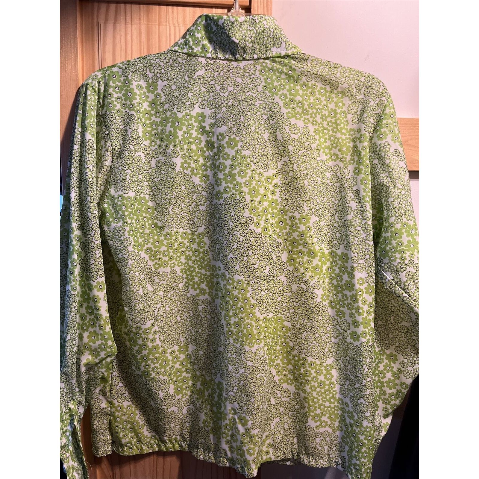 Other Skyr Vintage Womens M Shirt Green Nylon Disco Floral Button Size M / US 6-8 / IT 42-44 - 9 Thumbnail